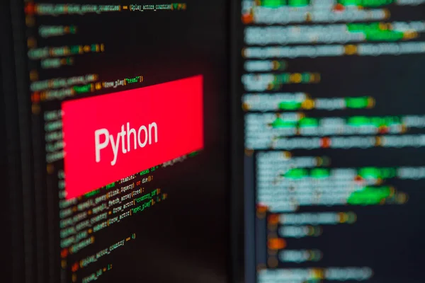 Python inscription on the screen with the code