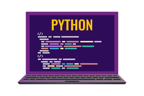laptop with code and inscription python